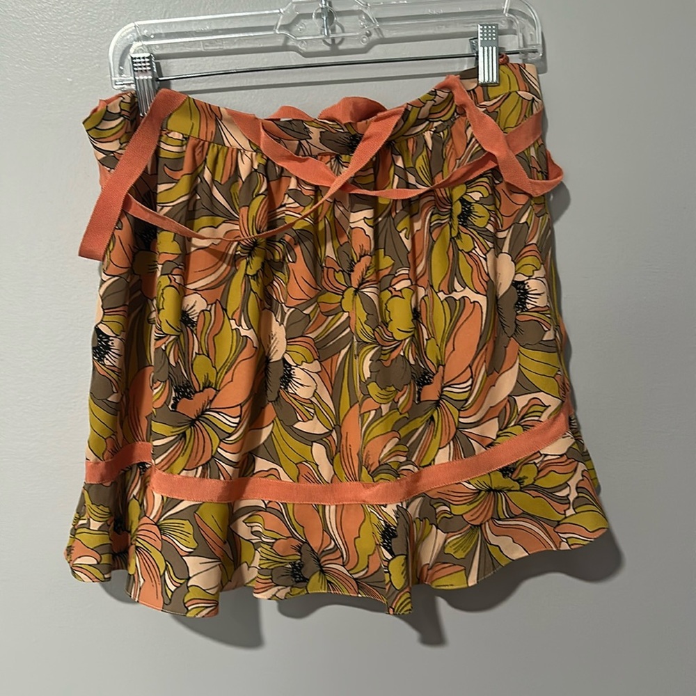 Anthropologie Prose & Poetry Floral Mini Skirt With Ribbon Detail Sz M